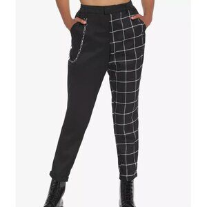 Hot Topic Split Grid High Rise Pants Black/White Goth Punk Grunge Size Small